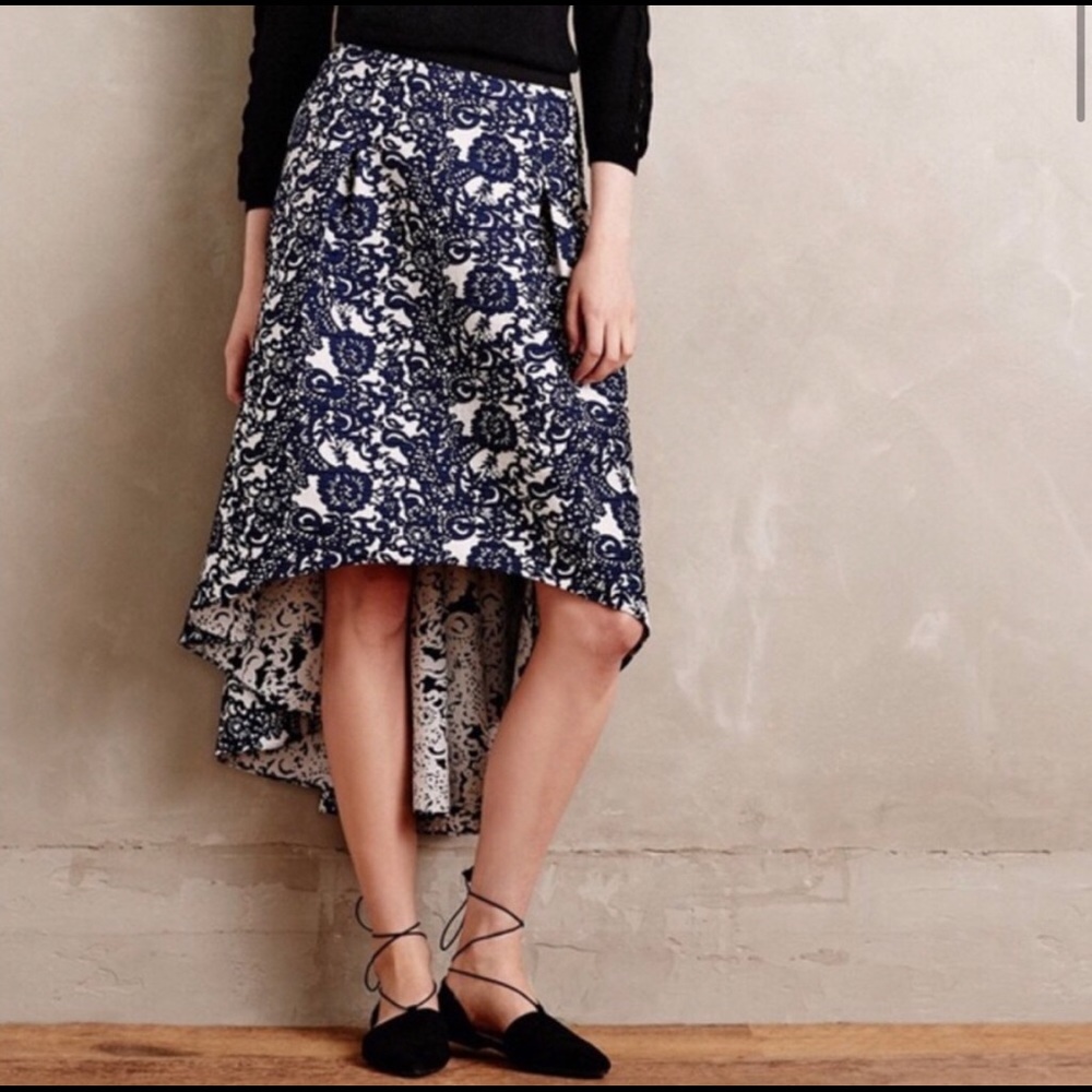 Anthropologie high low navy & white skirt